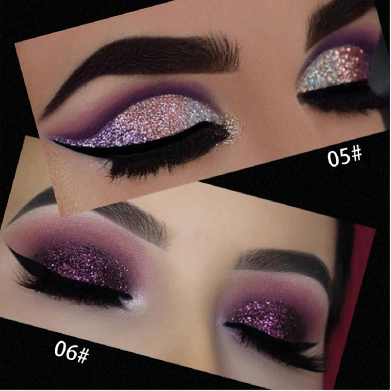 Manooby Sequins Eyeshadow 6Colors Single Palette Illuminator Makeup Metal Eye Shadow Pigment Cosmetics