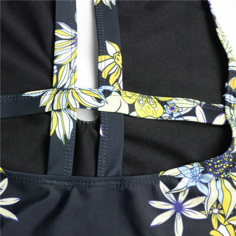 Sun Flower One Piece Monokini Swimsuit Women Swimming Suit Bathing Suits Bodysuit Cut Out Swim Wear 2017 maillot de bain femme | Спорт и