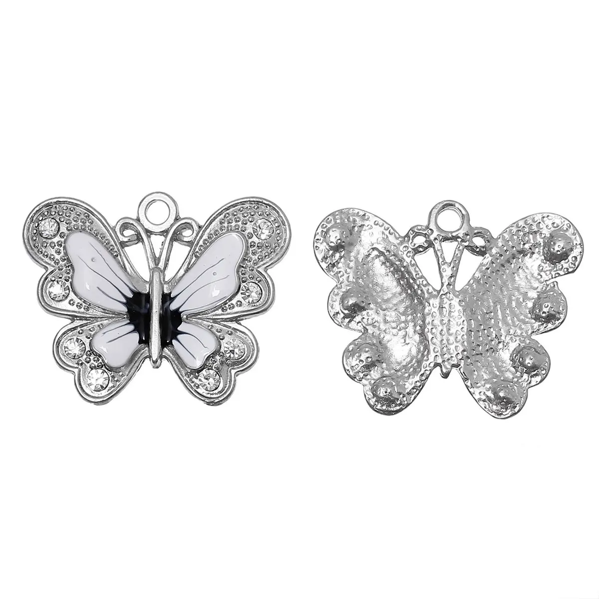 DoreenBeads Цинковый металлический сплав искусственная бабочка серебряного цвета
