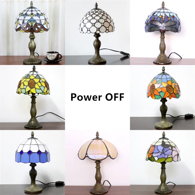 FUMAT Витражная лампа маленькая настольная художественный стеклянный абажур для