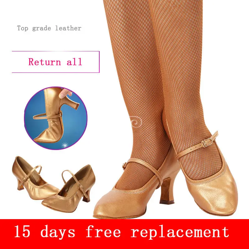 Ballroom Dancing Shoes Genuine Leather Ladies Aerobics Shoes Sports Adult Brown High Quality Modern Women Dancing Sneaker BD 125