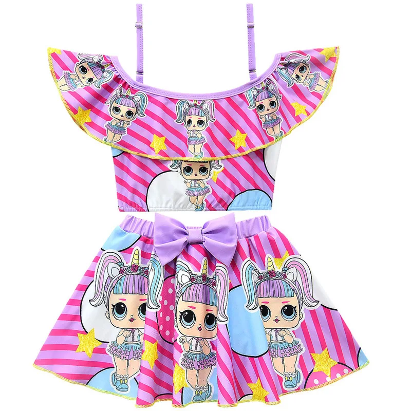 Коллекция 2019 года купальник для девочек с принтом Lol Dolls купальный костюм