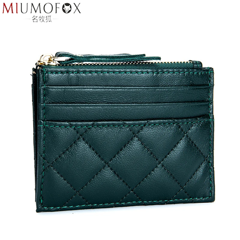 

Кошелек унисекс, тонкий, из натуральной овечьей кожи, для кредитных карт, удостоверения личности, на молнии