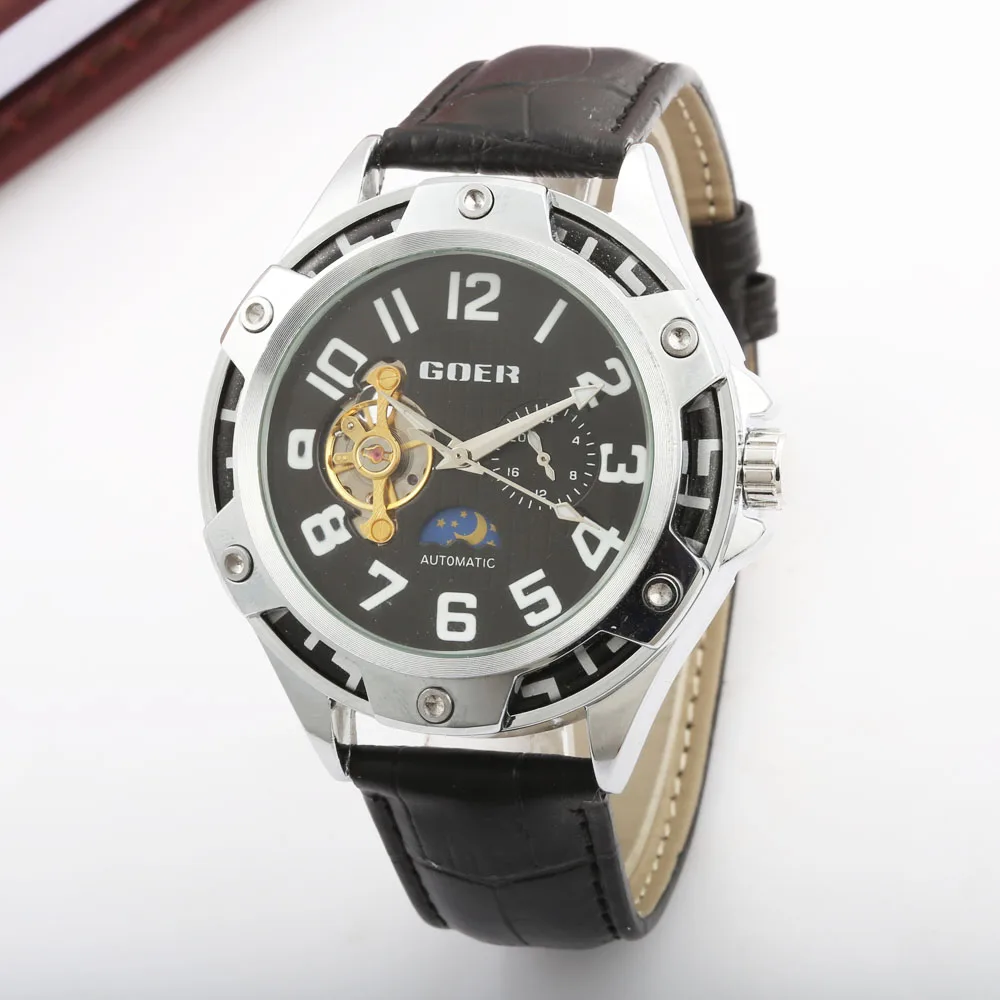 Reloj hombre GOER мужские часы Лидирующий бренд Роскошные спортивные кожаный ремешок