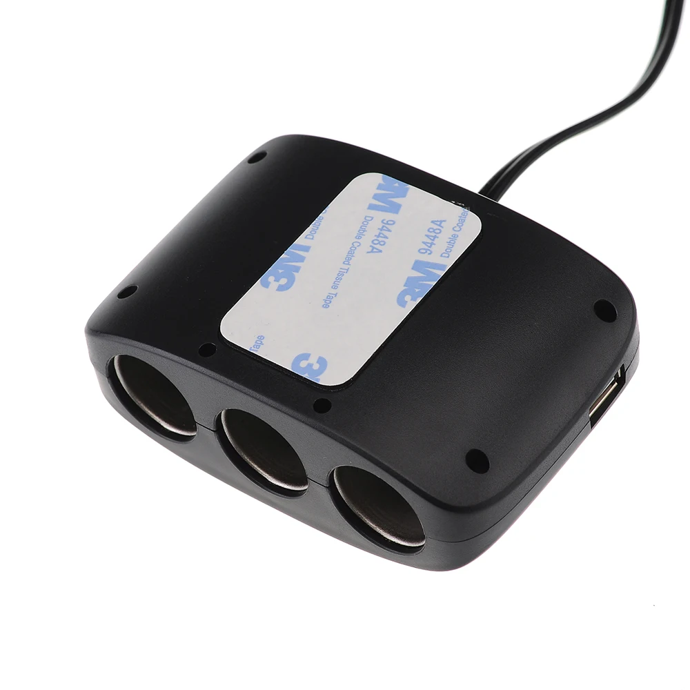 3-Socket двойной USB автомобильное зарядное устройство от прикуривателя сплиттер