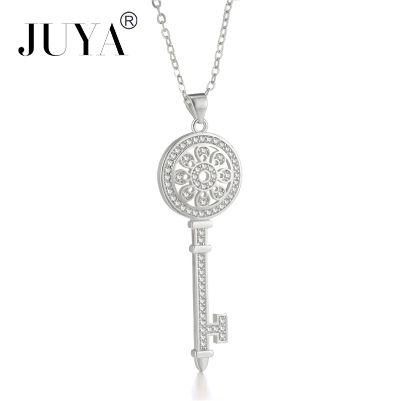 

Vintage Fashion Statement Necklaces for Women Luxury New Jewelry Copper Zircon Rhinestone Key Charms Pendants Necklace