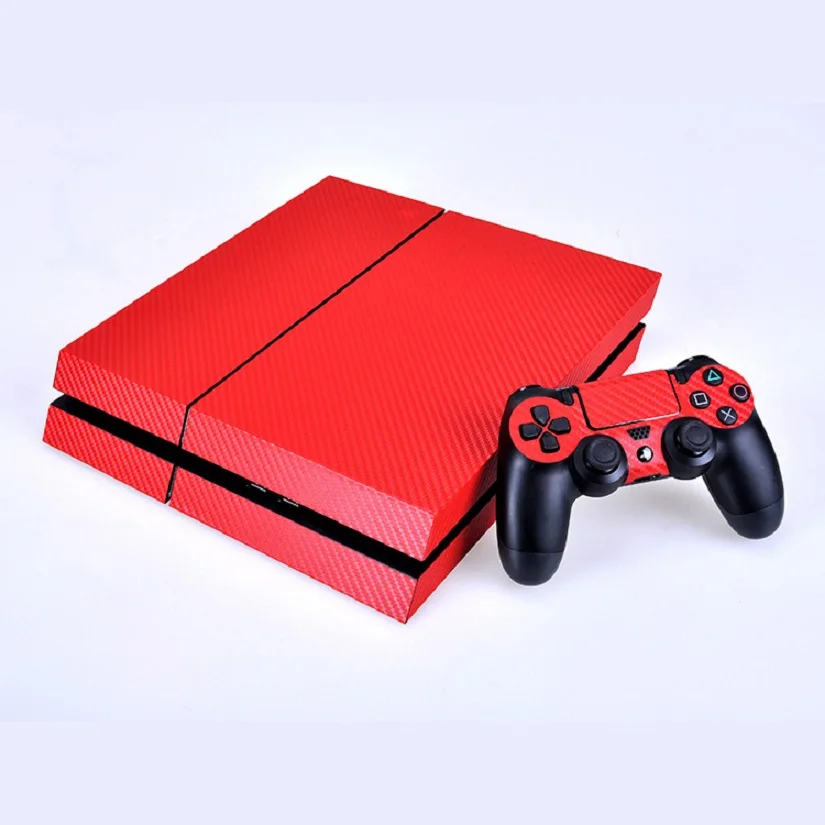 Наклейки для PS4 из красного углеродного волокна наклейки виниловые PlayStation 4 и 2