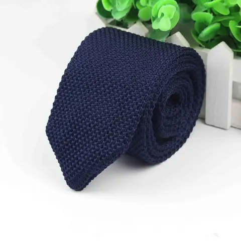 Новый стиль модный мужской однотонный красочный вязаный галстук обычный тонкий классический тканый галстук узкий галстук