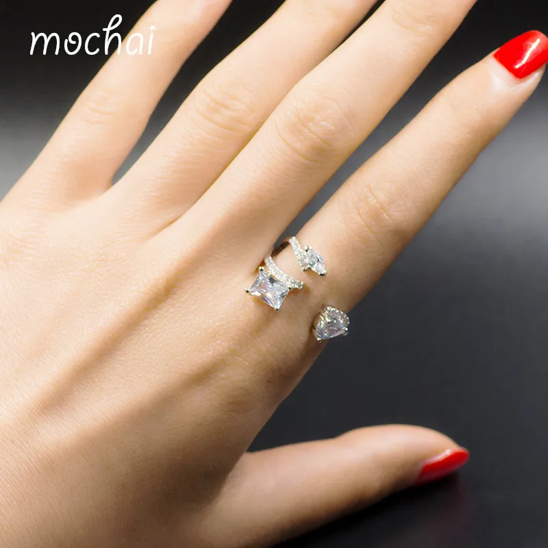 Простой crystle18k Золотой квадрат и Овальный Шарм манжеты Кольца проложить AAA