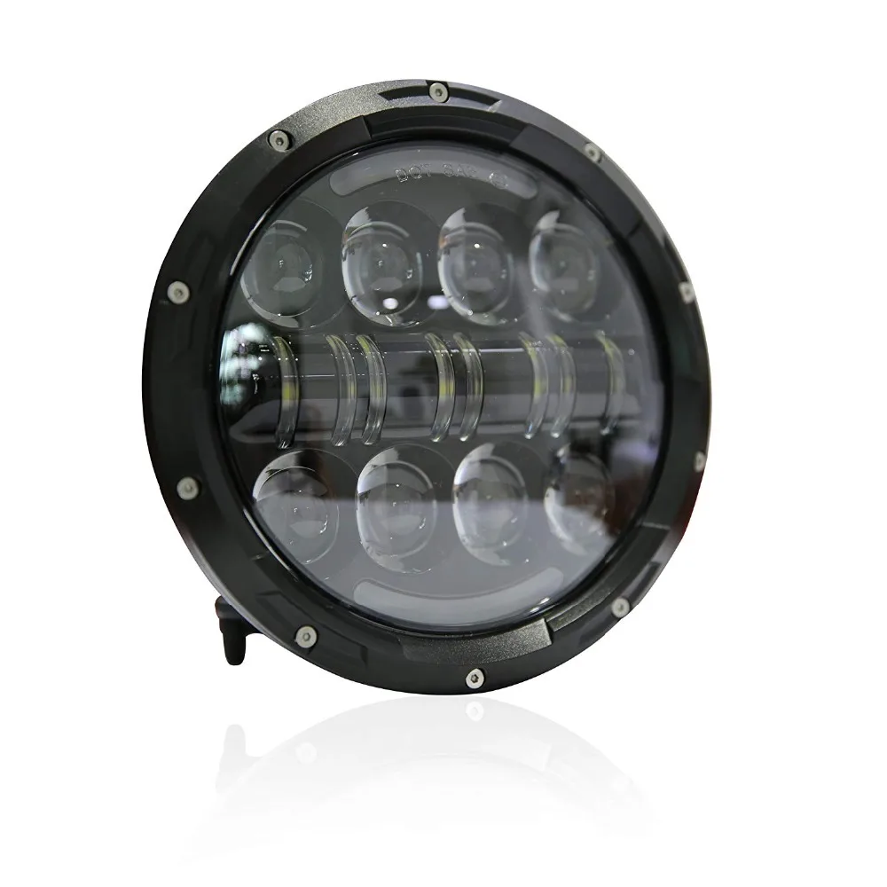 80W DOT Approved 7 inch LED Projector Headlight with Angle Eyes For Harley Motorcycles(Black/Chrome) |