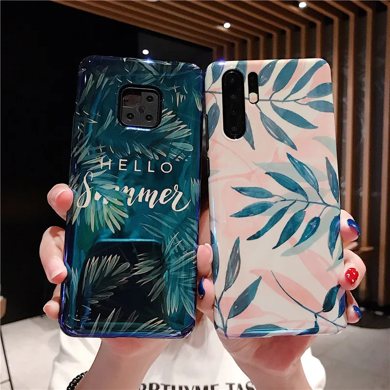 Роскошный чехол для телефона Honor20i P20 Pro с зелеными розовыми листьями Стильный