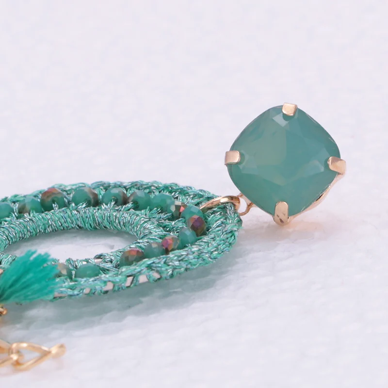 Sehuoran женские серьги с кисточками Boho Oorbellen хрустальные бусины граненые ручной