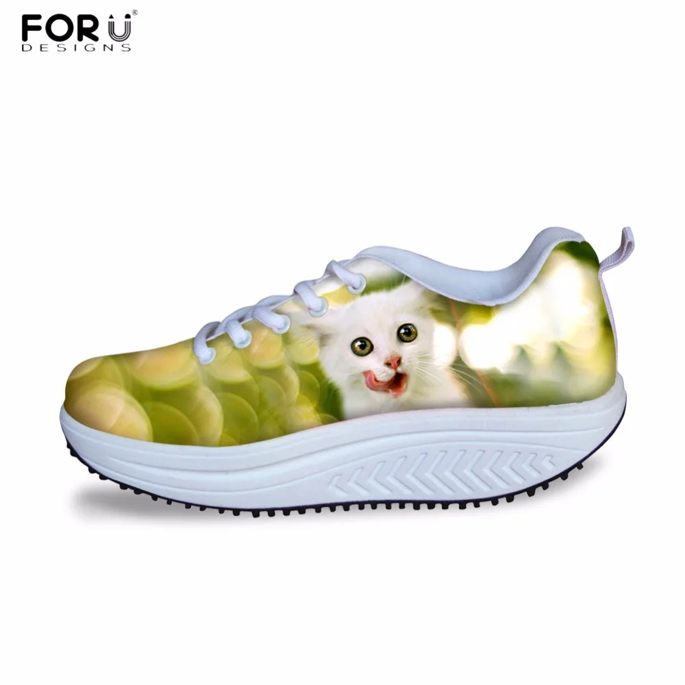 Женские повседневные туфли на плоской подошве FORUDESIGNS с 3D рисунком животных и