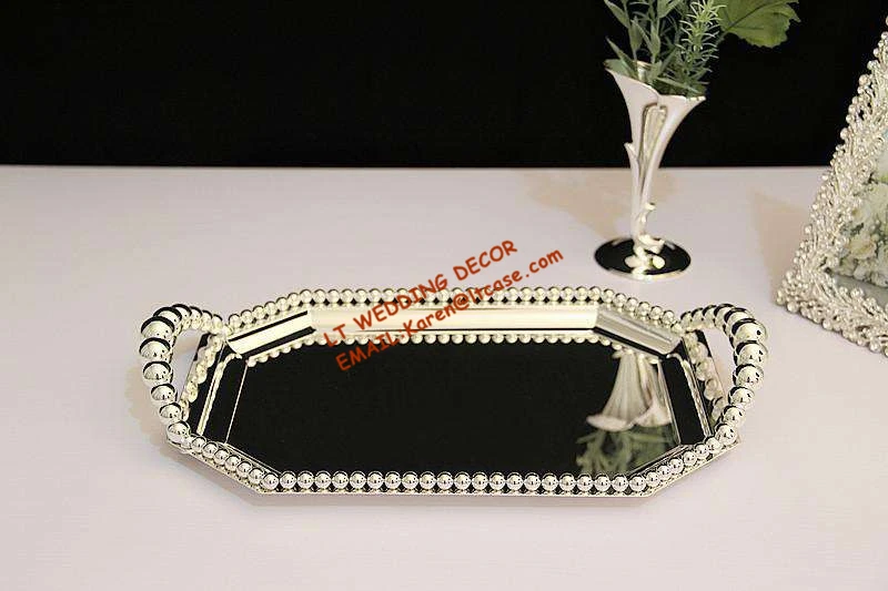

Metal Plate With Silver Rectangle Serving cake Tray Party and Wedding Decoration Wedding Silver Trays