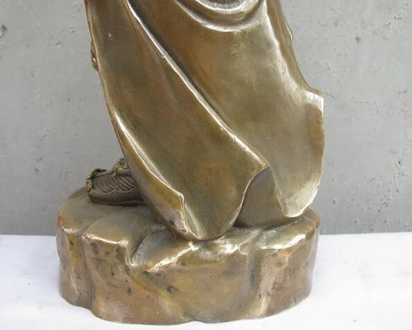 

JP S1133 16"Chinese Classical Bronze Dragon Guan Gong Kuan Kung Wealth Buddha statue