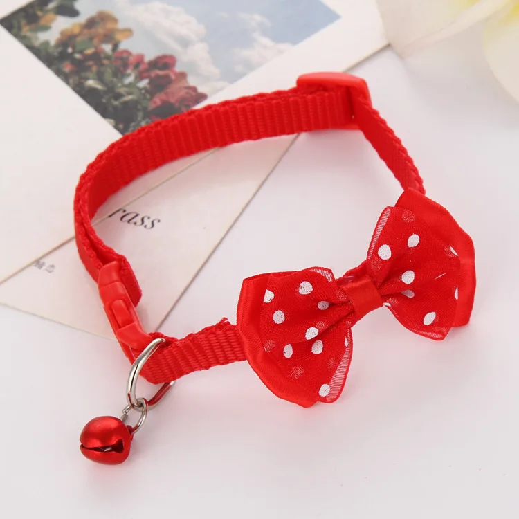 Bow red Ошейники для домашних животных, модный Регулируемый милый галстук, ошейник для собак, кошек, питомцев, нейлоновый колокольчик, котенок, яркие цвета, галстук-бабочка - Цвет: Bow red