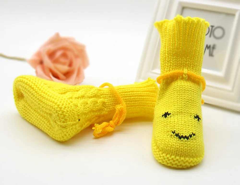 Warm Winter Soft Woolen Baby Shoes Infants Crochet Knit Fleece Warm Boots Toddler Girl Boy Wool Snow Crib Shoes Booties First