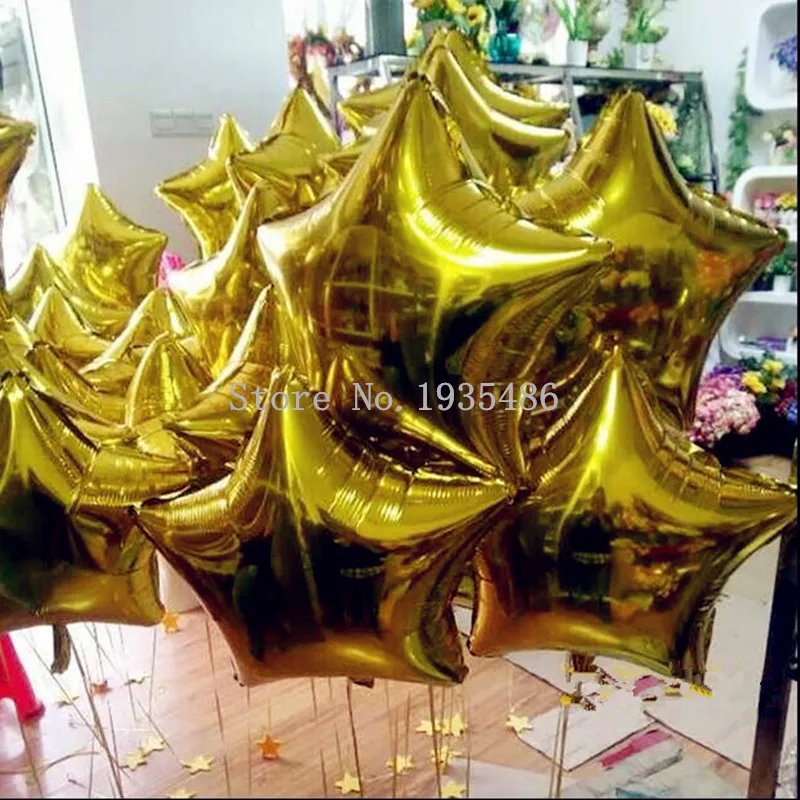 20pcs/Lot 10 Inch Foil Balloons Party Decoration Helium Inflatable balls Five-Pointed StarStar Wedding Aluminum Baloons | Дом и сад