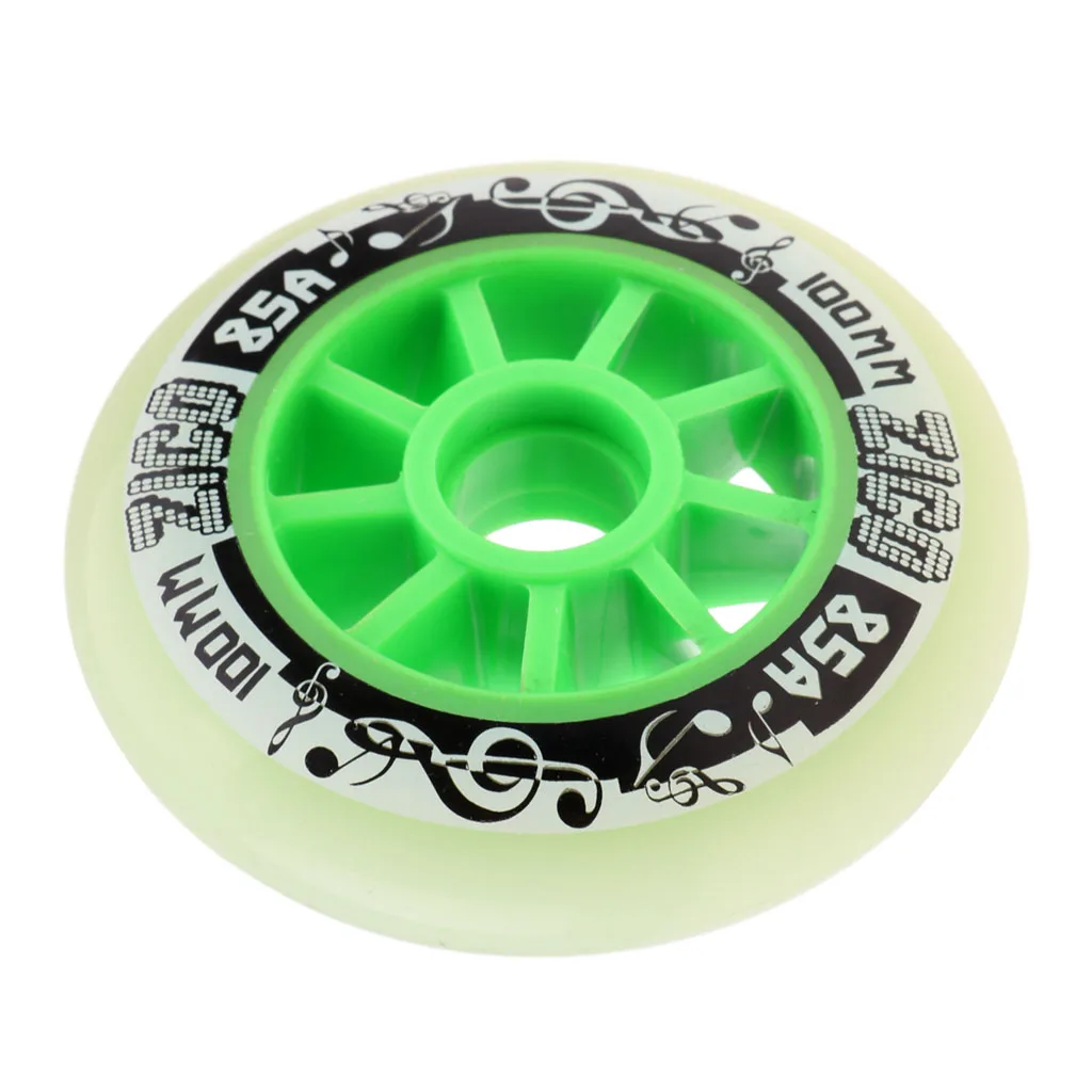 Green 100mm Уличные ПУ роликовые коньки Замена колеса гоночные скоростные колеса 4 цвета 90-110 мм - Цвет: Green 100mm