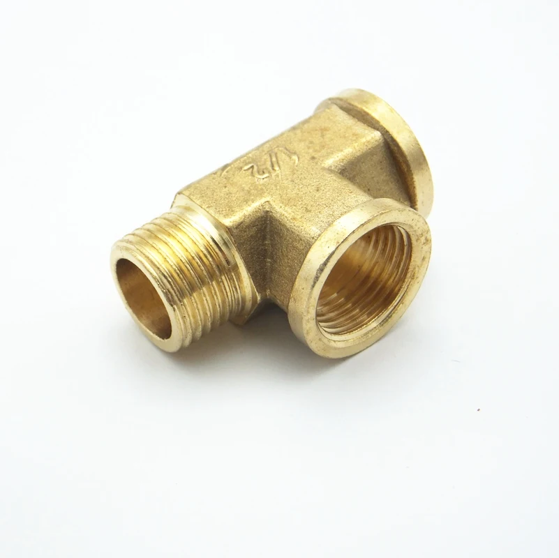 1/2 &quotBSP Female x 1/2&quot BSP Male Thread Tee Type 3 Way Brass Pipe fitning Adapter переходник для воды|connector phone|fitting