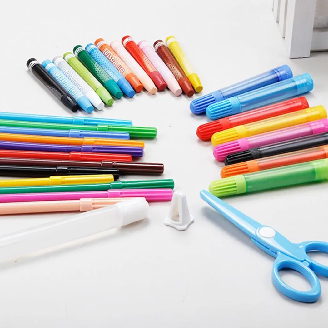 4-слойная сумка для рисования на молнии Набор ручек розовый синий товары