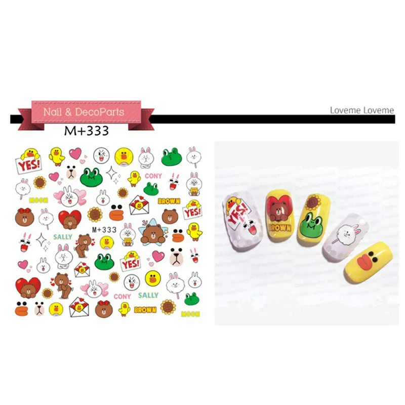 Nails Art sticker Переводные картинки коричневый медведь Кони Салли Мун Harajuku Fantacy наклейки для ногтей украшения
