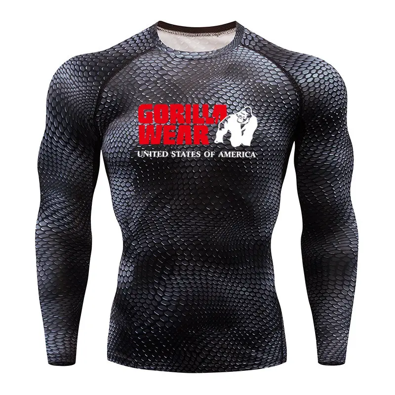 Мужская футболка Gorilla Running спортивная одежда со змеиным принтом топ для фитнеса