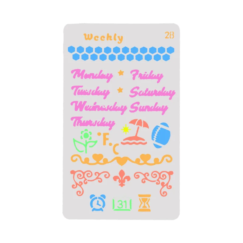 Weekly pvc Layering Stencils for Diy scrapbook coloring painting stencil home decor diy etc. Product image | Канцтовары для офиса