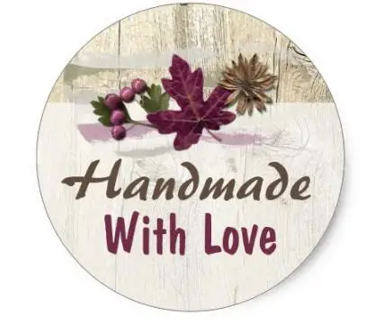 

1.5inch Handmade With Love Rustic Natural Wood Packaging Classic Round Sticker