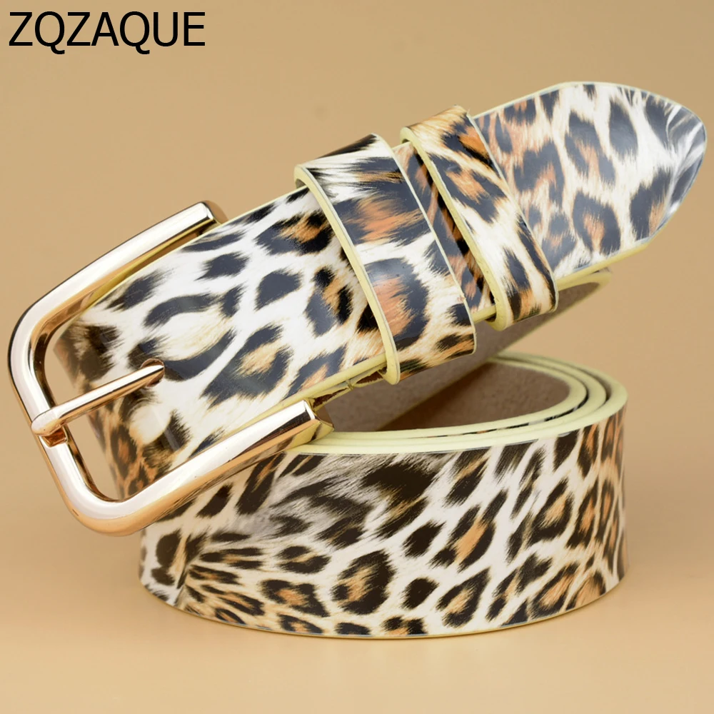 

Sexy Leopard Pattern Women's Genuine Cow Leather Belts Fashion Pin Buckle Female's Decorative Waistbands Wholesale Retail SY1352