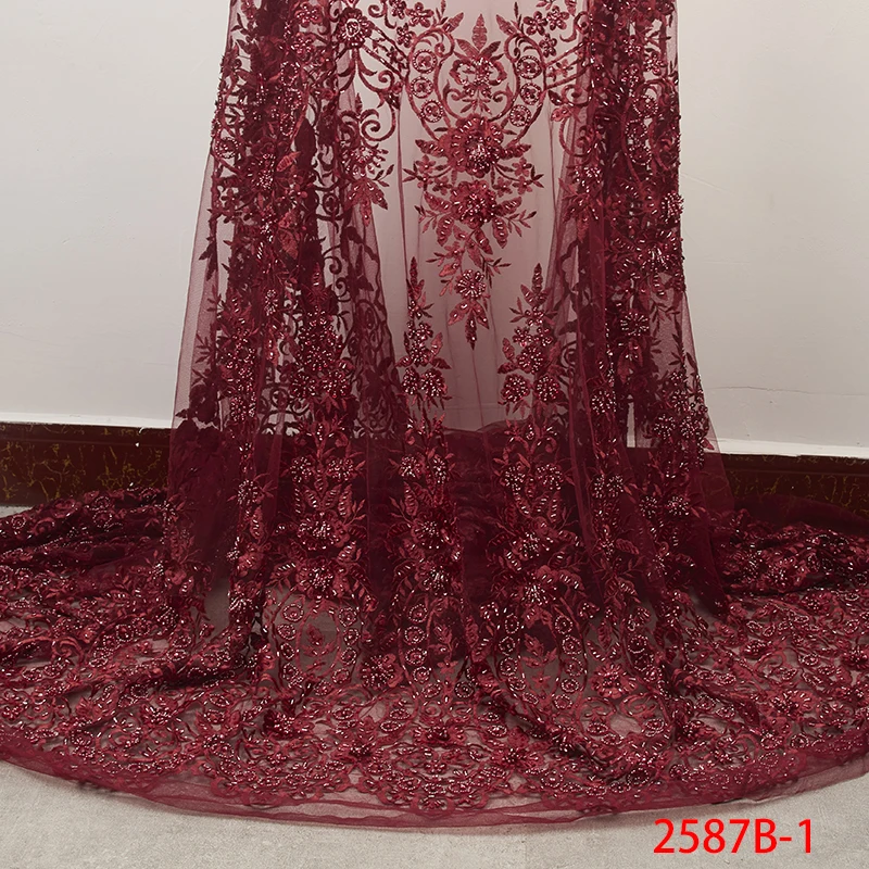 Hot Sale 2019 African Tulle Lace 5yards High Quality Luxury Peach Fabric French Handmade Beaded for Dress GD2587B-1 | Дом и сад