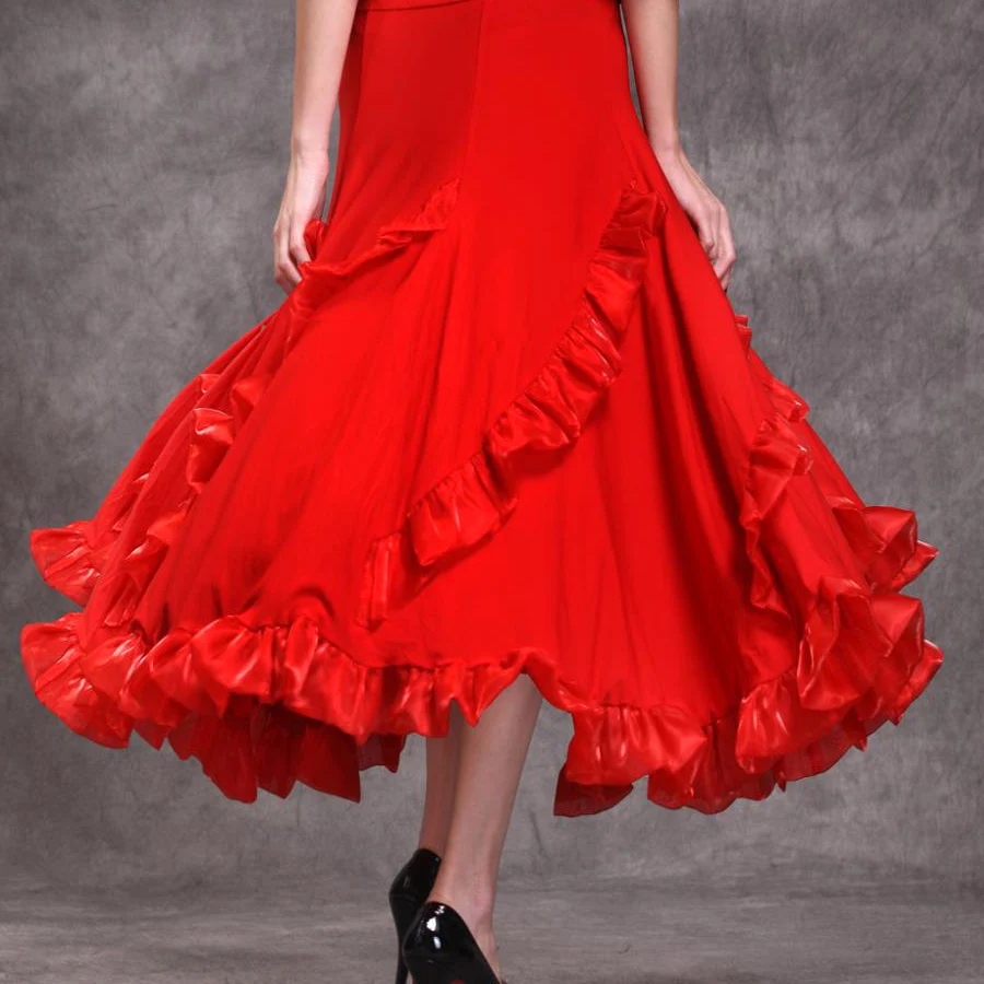 

2018 Ballroom Dance Wear Rose/Black/Red Ballroom Dance Skirt M/L/XL Dresses Ballroom Dance Vestido Juvenil Free Shipping