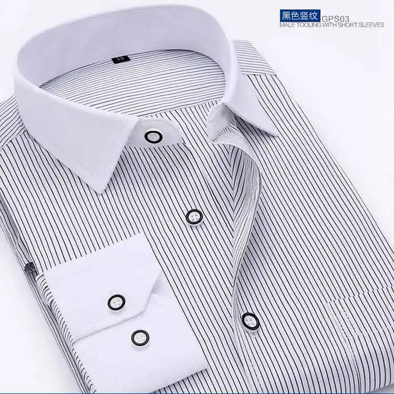 7XL полосатая Мужская офисная рубашка с длинным рукавом Хлопок Зима Большие размеры бизнес 8XL 10XL Рабочие Рубашки 13XL 14XL формальная Свободная блузка