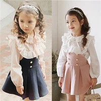 2021 child clothing girls dress lace t shirt 2 pieces set princess baby kids autumn new arrival korean blouse dress sets