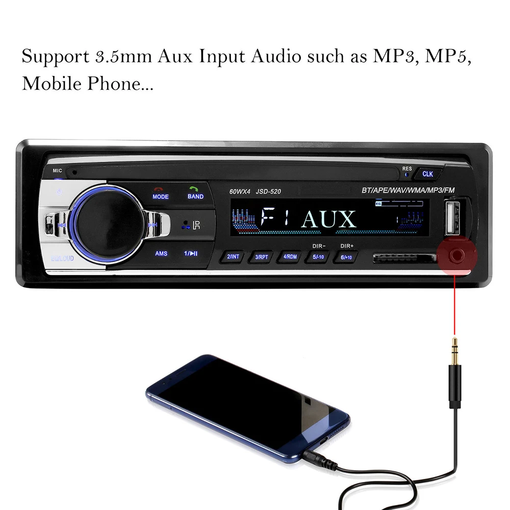 1 Din автомобильный MP3 мультимедийный плеер радиоприемник с Bluetooth стерео радио 12 В в