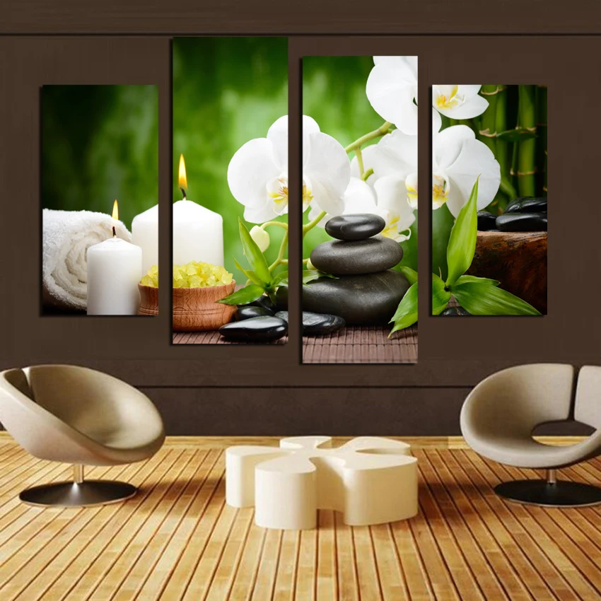 4 шт. бесплатная доставка хит продаж Современная Настенная живопись белые цветы