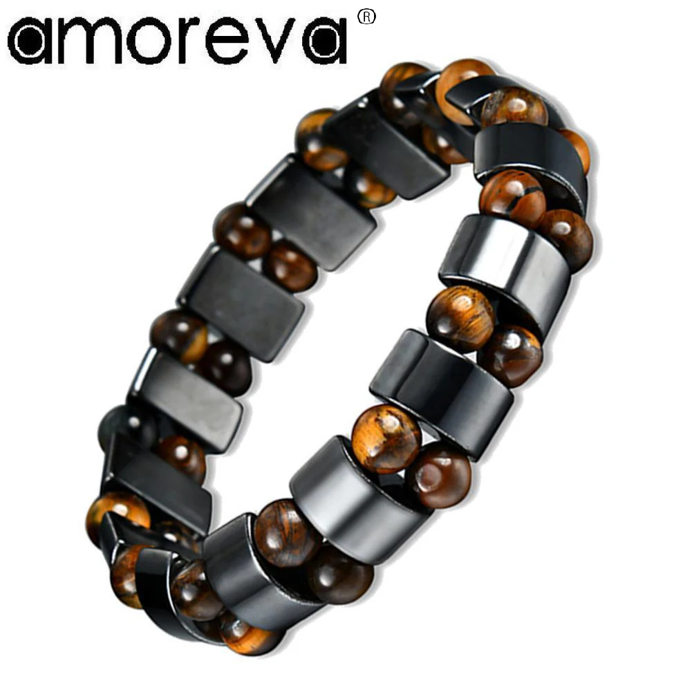 Vintage Bracelets For Men Women 2018 Magnetic Therapy Hematite Braceletfor Tiger Eye Bracelet As Birthday Gifts Orange black | Украшения и