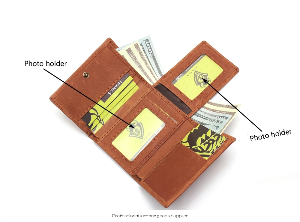 RFID Antitheft Scanning Crazy Horse Leather Wallet Hasp Leisure Men's Slim Leather Mini Wallet Case Credit Card Trifold Purse
