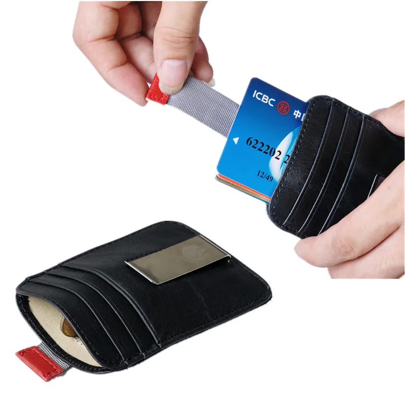 RFID Блокировка зажим для денег кошелек из натуральной кожи передний карман маленький держатель для кредитных карт мужской тонкий чехол для ID карт 4 цвета