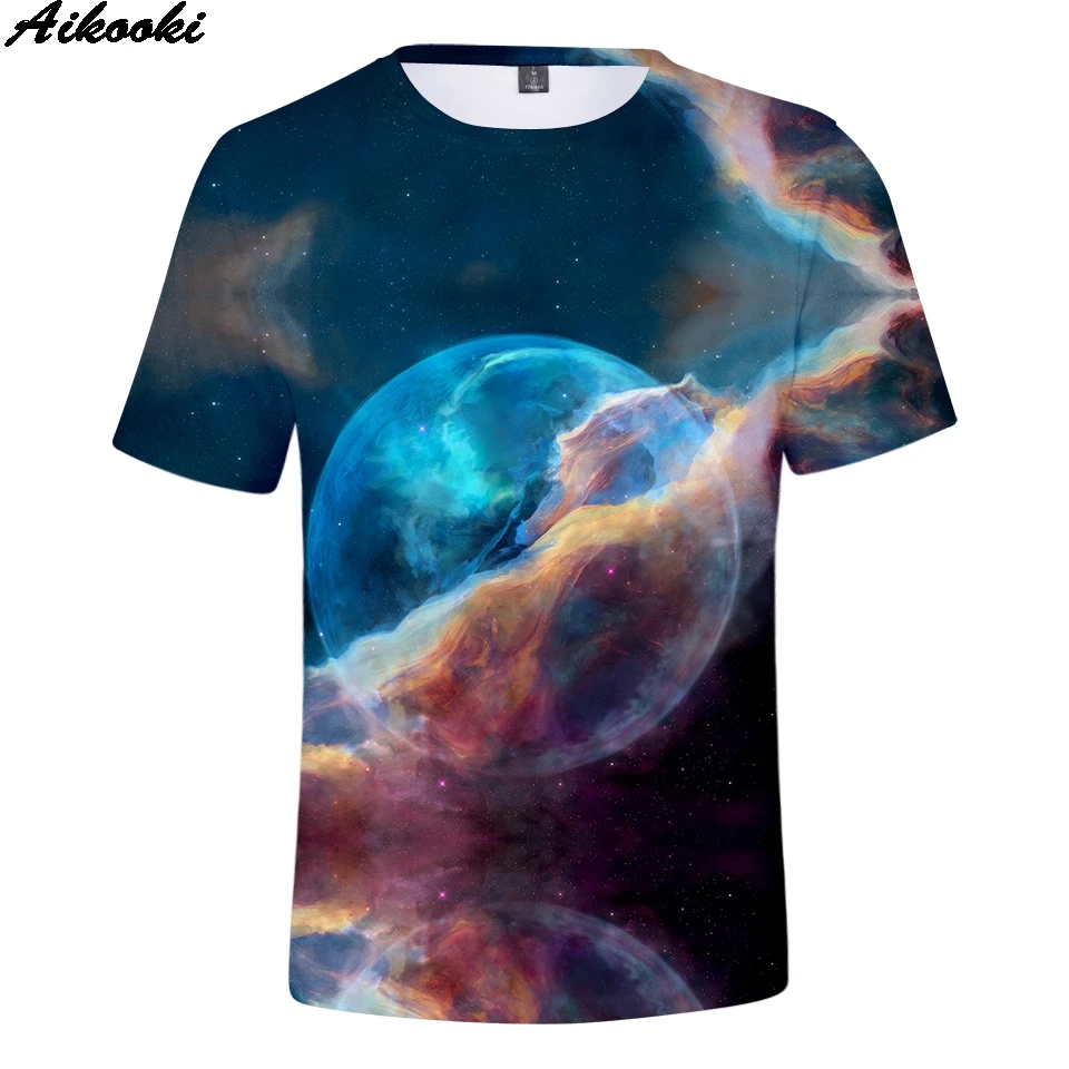 Hot sale Sky stars 3D print short sleeve t-shirt Boy/Girl Summer Tee Fashion Personality O-neck Breathable top Plus size 4XL | Мужская