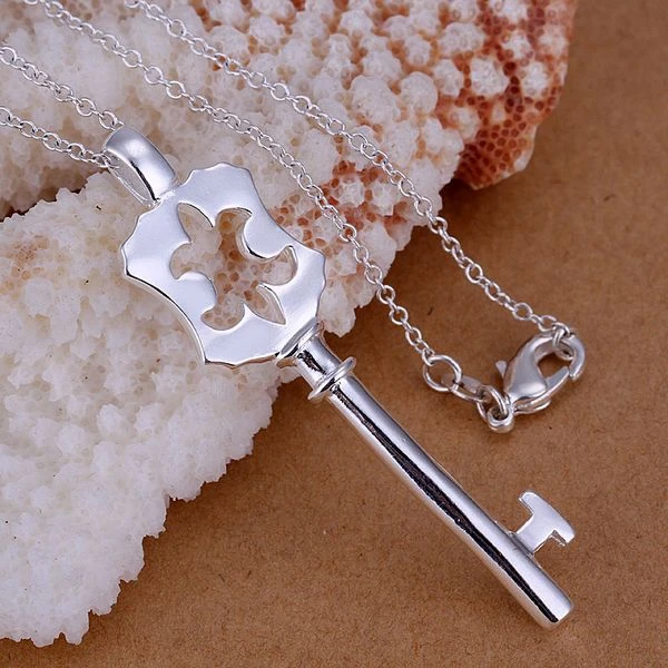 

P075 Free Shipping silver plated Necklace, 925 fashion silver jewelry Steller key /OYQOVVDD OYQOVVDD