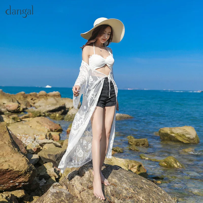 Женские сексуальные кружевные блузки DangalFashion с защитой от солнца длинные тонкие