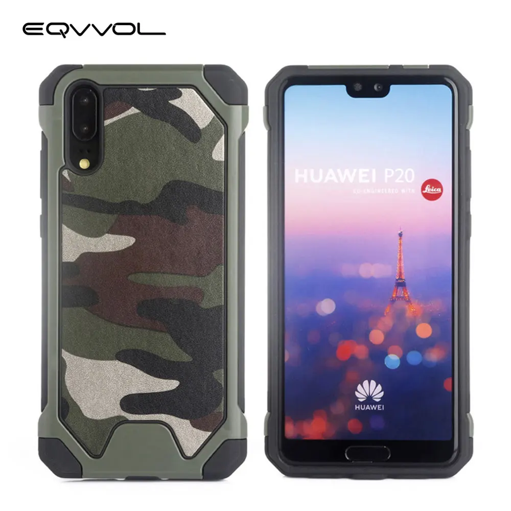Eqvvol Three In One Army Green Camouflage Fashion Case For Huawei P20 P10 P9 P8 Lite Plus Soft TPU Silicon Phone Cases Cover | Мобильные