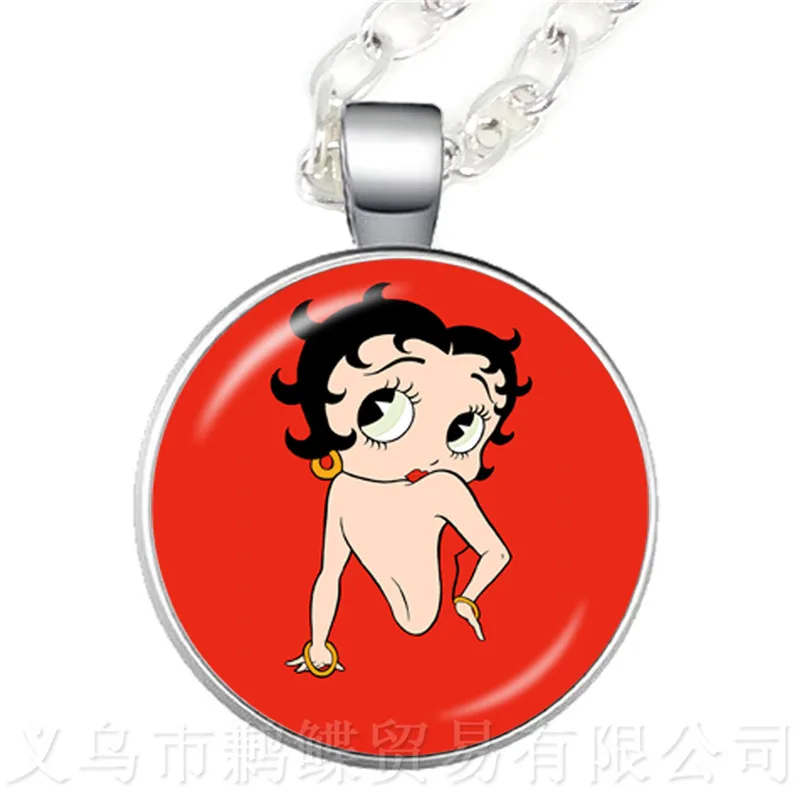Новое поступление 2018 серия Betty Boop 25 мм круглый стеклянный кабошон ожерелье ручной