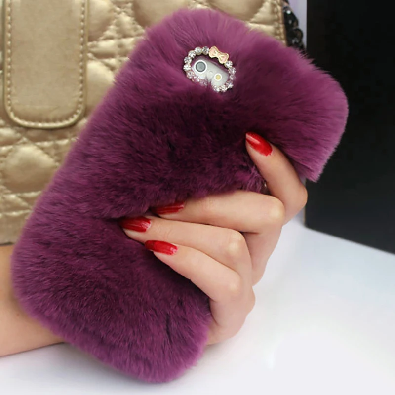 New Lady Fashion Colorful Rabbit Hair Bling Diamond Plush Furry TPU Back Cases Cover for IPhone 6/6S Plus 7/7Plus Wholesale | Мобильные
