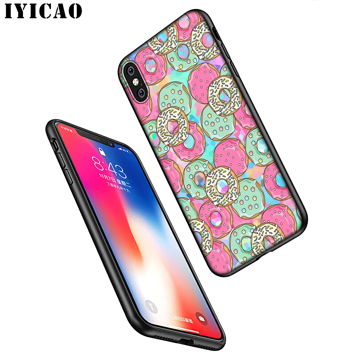 IYICAO милый пончик Мягкий силиконовый чехол для телефона iPhone XR X XS 11 Pro Max 6 6S 7 8 Plus 5 5S SE