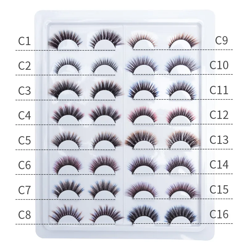 strip lash 16 styles/plate 3D faux mink lashes C series color customize logo wholesale handmade craft makeup fedex free shipping