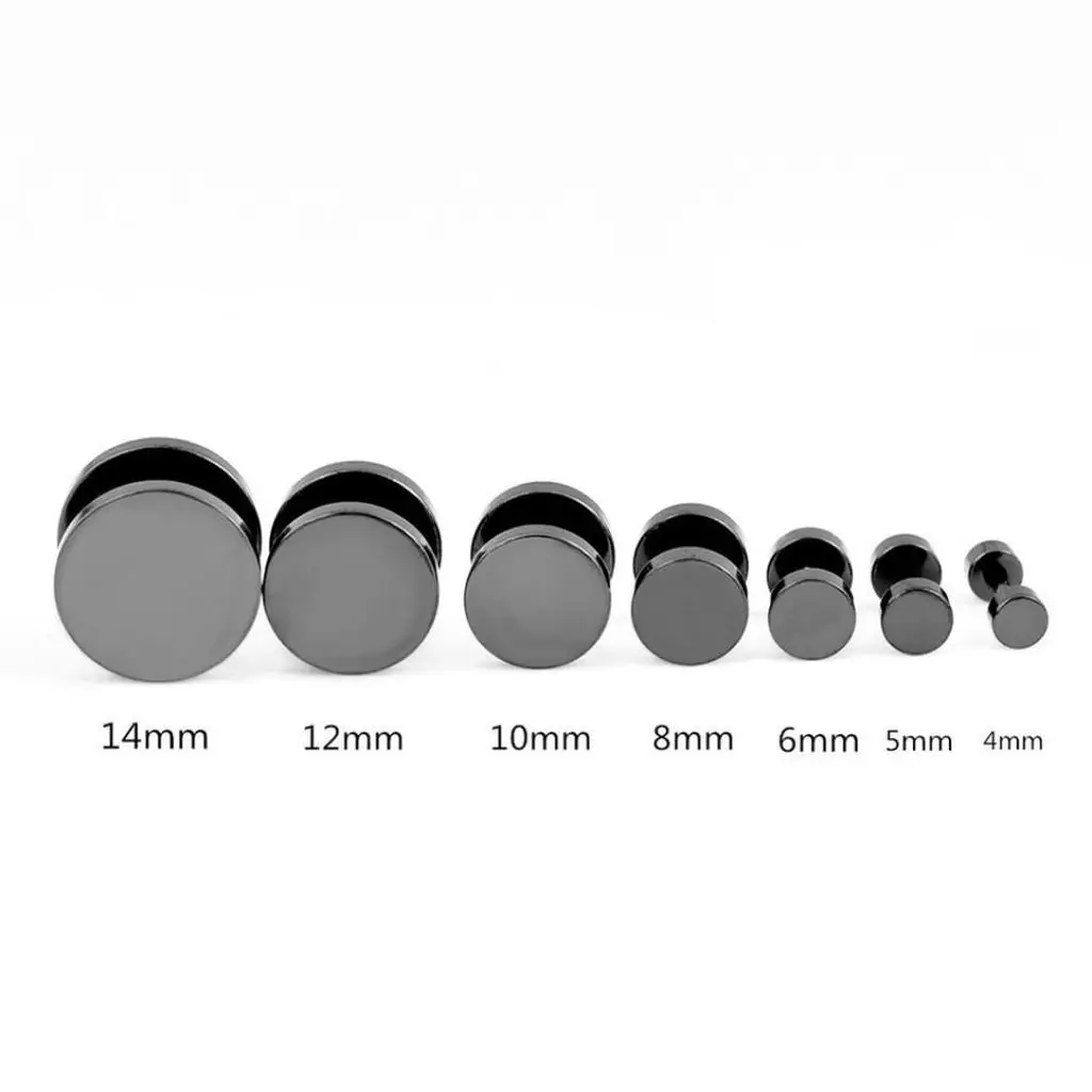 MJARTORIA Men Cool Punk Round Black Stainless Steel Ear Stud labret Lip Piercing Earrings 3-14mm Fashion Gothic Jewelry | Украшения и