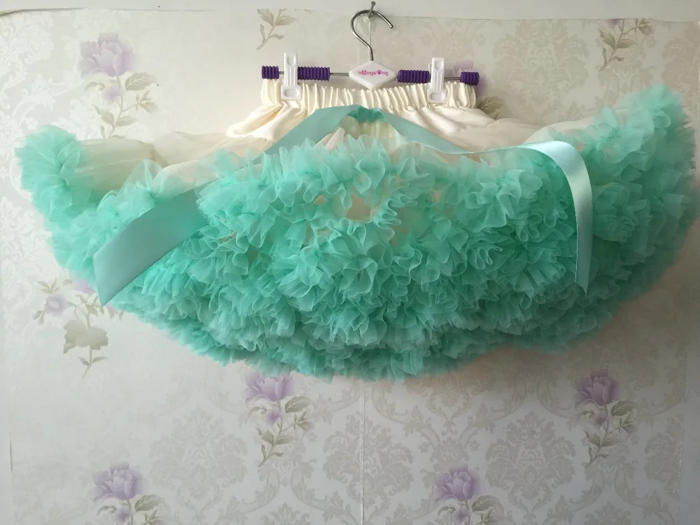 Новейшая юбка цвета морской волны с кремовой юбкой пачка saia tule infantil для маленьких