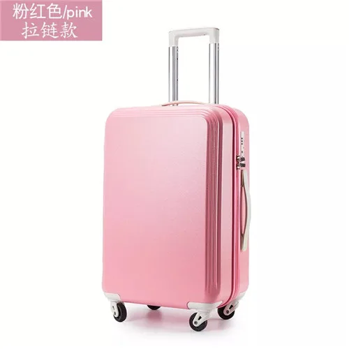 Pink zipper Klqdzms 20/22/24/26/28 дюймов Высокое качество ABS+ PC Сумки на колёсиках Чемодан легкий путешествия чемодан на колесиках - Цвет: Pink zipper